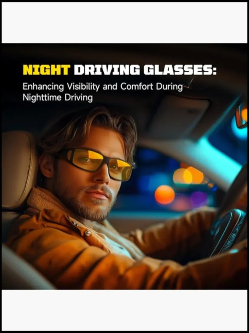 Night Driving Glasses Fit Over Glasses Polarized HD Lens TR90 Frame